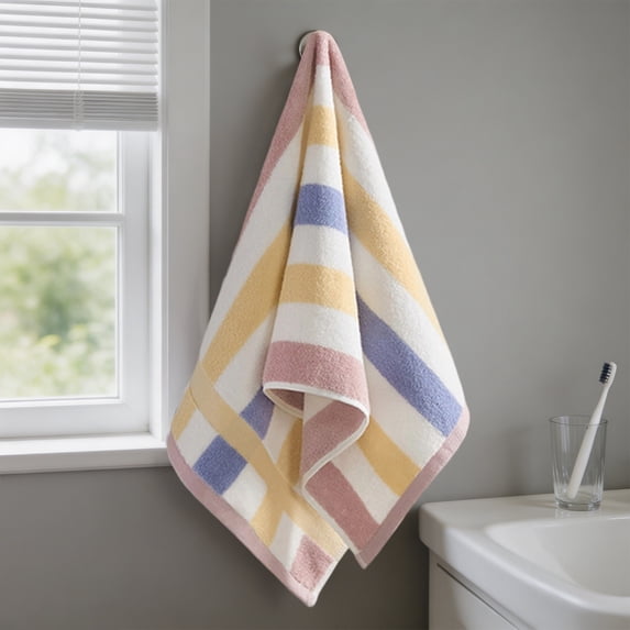 Wide Striped Cotton Hand Towels,Ultra Soft Absorbent Washcloths,Quick Dry Reusable Face Towels for Bathroom Kitchen Spa Home Use