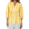 thumbnail image 1 of Wide Striped Sleeve Women Puff Sleeve Loose Blouse V-neck Casual Tops, 1 of 6