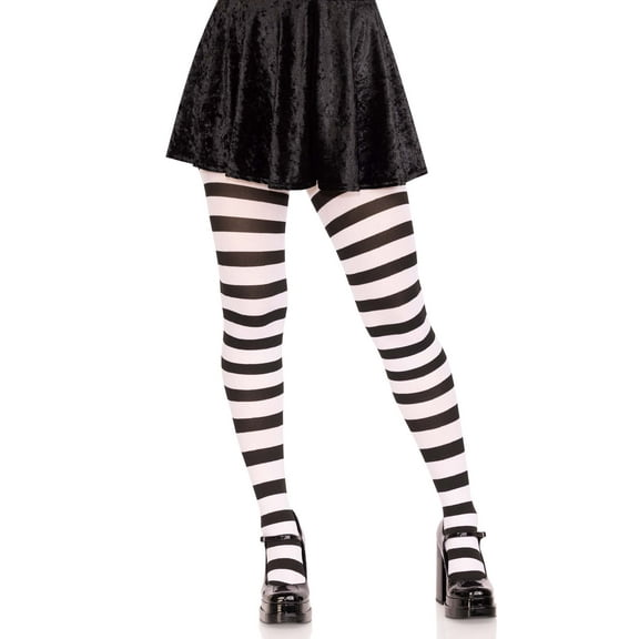 Wide Striped Tights 7110 Black/White