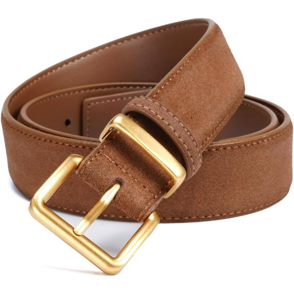 Wide Suede Belt Women Genuine Leather Ladies Waist Belt for Jeans Dress Casual Square Gold Buckle