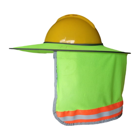 Wide SunShade Neck Shield for HardHat Construction Safety Helmets Sunshade High Visibility Reflective Mesh