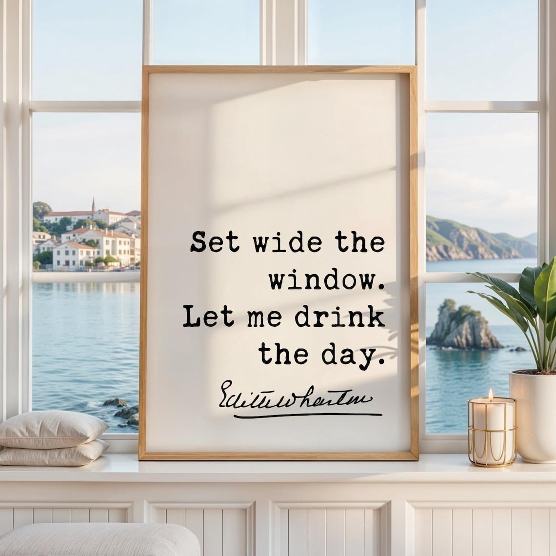 Wide The Window Wall Art Print, Edith Wharton Quote, Typography ...