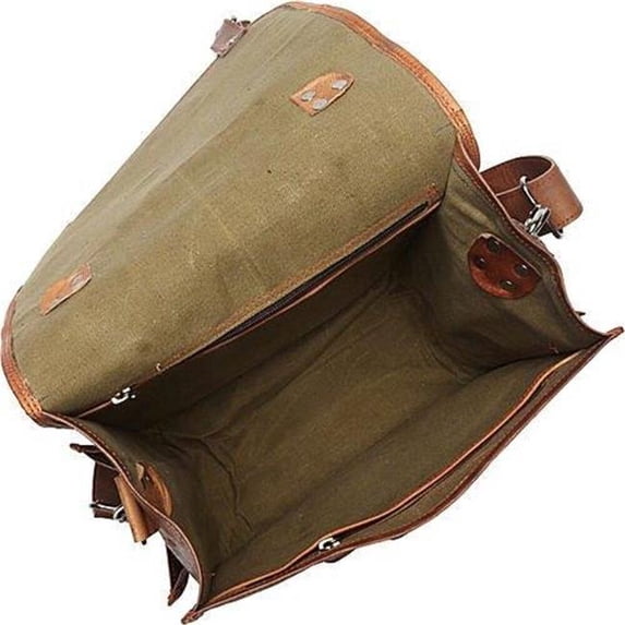Wide Three-in-One Backpack 2 Large Side Pockets Brief & Messenger Bag, Brown