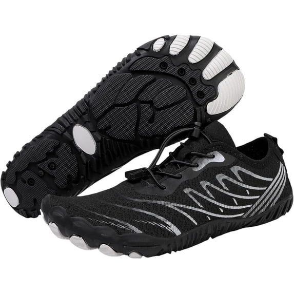 Wide Toe Box Barefoot Shoes for Hiking – Minimalist Footwear with anti-slip Outsole for unisex (black)