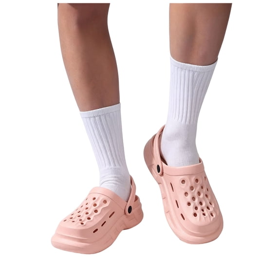 Wide Toe Box Clogs for Men Breathable Non Slip Platform Sandals Hollow Out Slip On Lightweight Slide Walking Shoes Pink Size 6