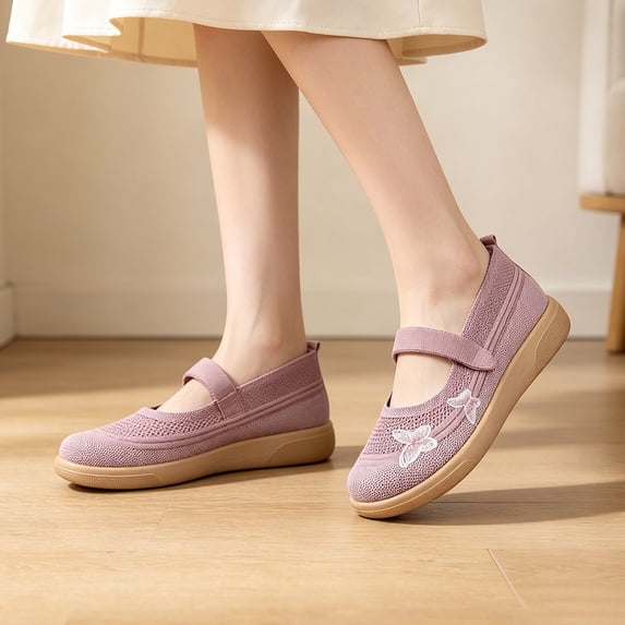 Wide Toe Box Flat Shoes Women Mary Jane Flat Shoes Comofortable Ballet Flat with Adjustable Straps Casual Flats(Purple,8.5)