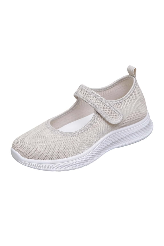 Wide Toe Box Flats Shoes Women Knit Ballet Flats Mary Jane Dress Flat Wide Width Walking Shoes -on with Strap