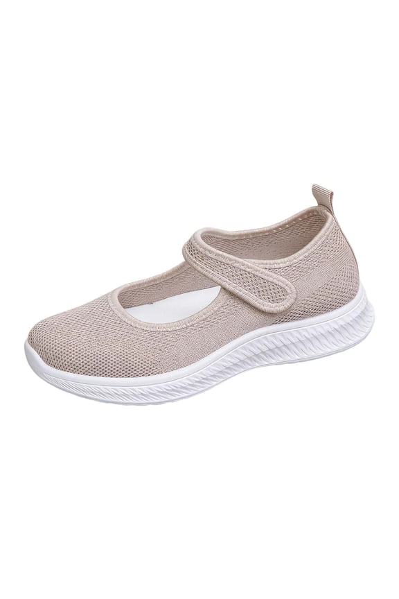 Wide Toe Box Flats Shoes Women Knit Ballet Flats Mary Jane Dress Flat Wide Width Walking Shoes -on with Strap