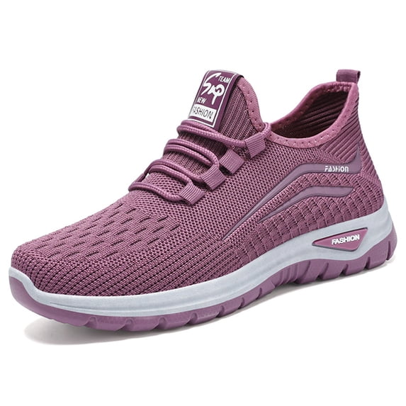 Wide Toe Box Shoes Women Slip On Walking Shoes Slip on Lightweight Workout Tennis Gym Sneakers with Arch Support Non-Slip Breathable Casual Running Sneakers Outdoor,Purple#43
