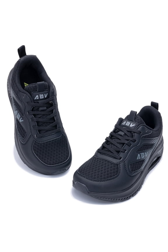 Wide Toe Box Shoes for Women Arch Support Walking Shoes Plantar Fasciitis Orthotic Tennis Sneakers Black US 8.5