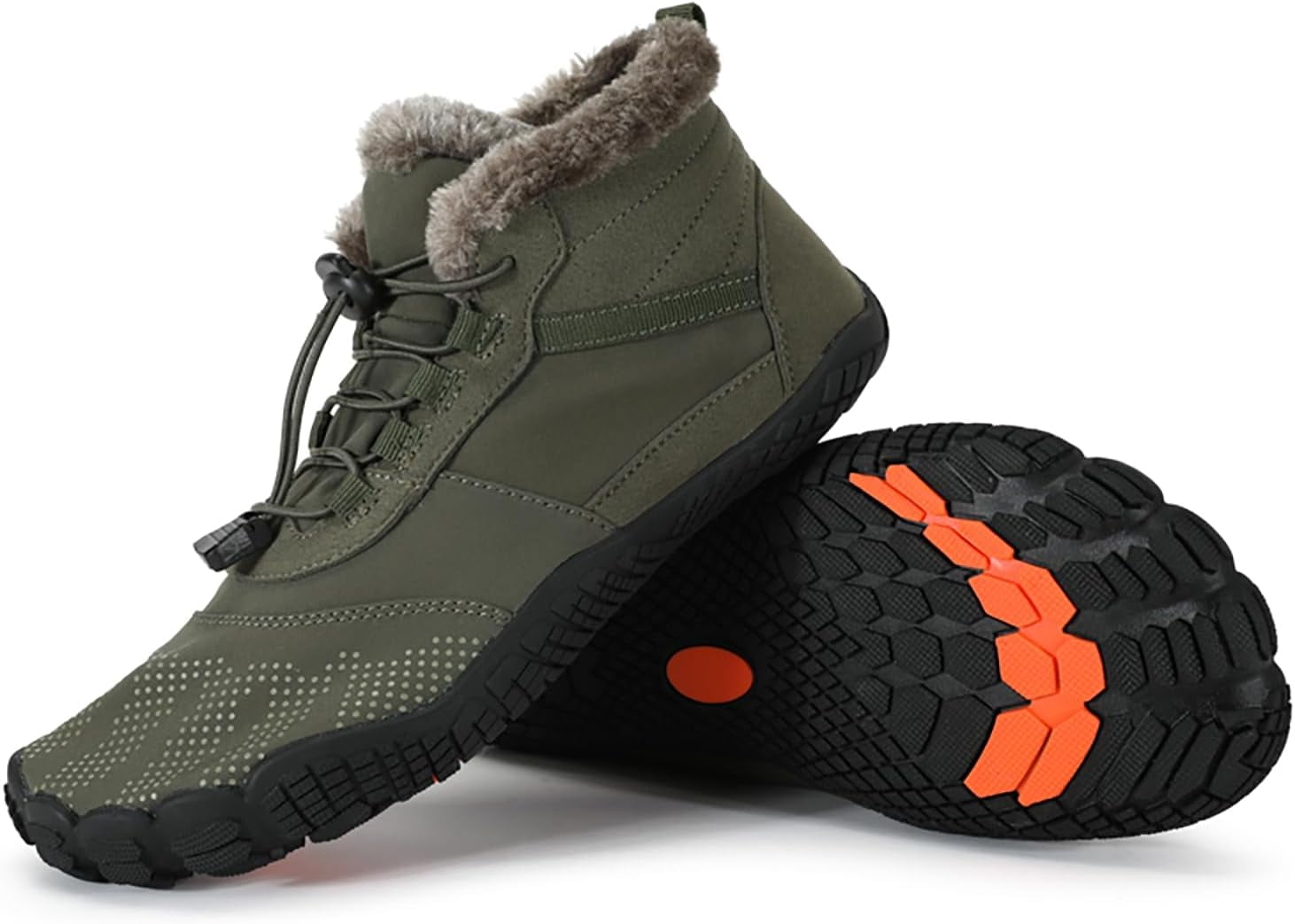 Eliogn Fur-Lined Winter Barefoot Boots – Cozy Wide-Toe Trail Sneakers For Men & Women (Snow-Ready & Non-Slip)