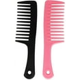 thumbnail image 1 of Wide Tooth Comb, Tooth Comb Detangling Large Hair Detangling Comb Anti-static Comb Hair Comb for Curly Hair Long Hair Wet Dry Hair Reduce Hair Breakage, 2PCS(Black, Pink), 1 of 5
