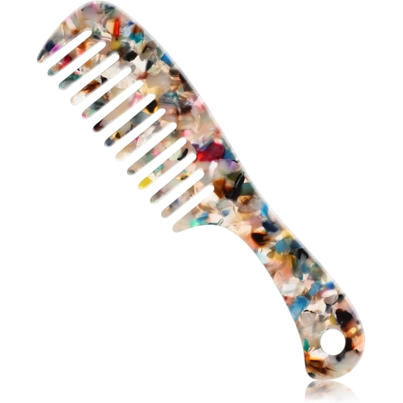 Wide Tooth Comb - Large Detangling Professional Anti-static Hair Brush With Handgrip For Curly, Long, Wet Hair (Florals)