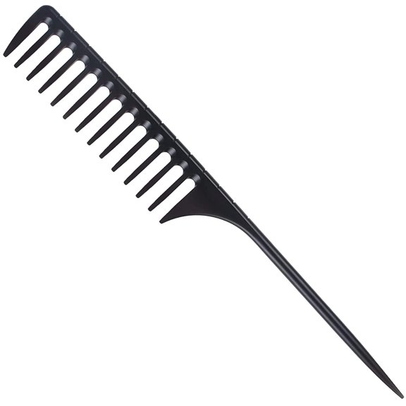Wide Tooth Comb Rat Tail Comb - Perfect for Detangling, Teasing & Parting, Nylon Hair Comb with Non-Slip Longer & Thicker Design, Suitable for all Kinds of Hair (Black)