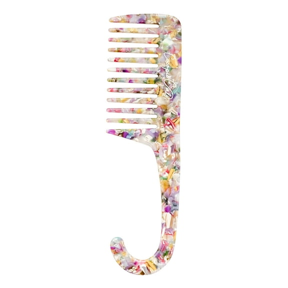 Wide Tooth Comb for Curly Hair, Wet Hair Dry Hair, Natural Hair, Easy Pain Free Detangling Comb Floral Tortoise Shell Comb for Women