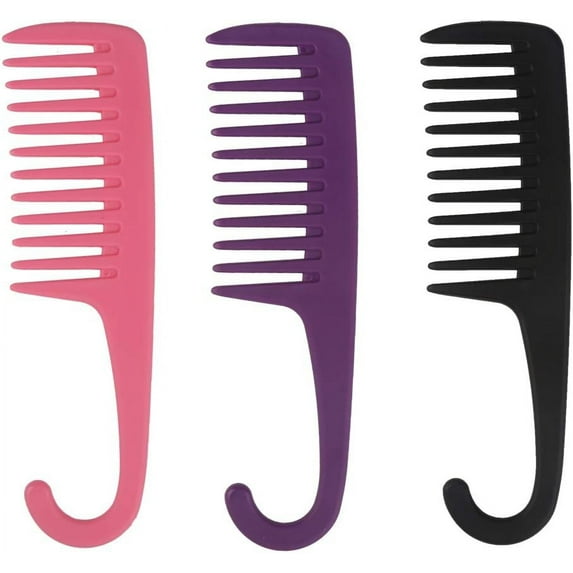 Wide Tooth Combs, 3 Pack Large Shower Combs with Hook for Long, Wet or Curly Hair Detangling