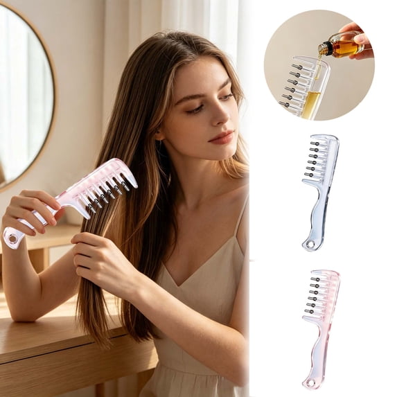 Wide-Tooth Scalp Massage Comb, Scalp Hair Oil Applicator,Hair Growth Serum Dispenser for Scalp Care,Follicle Massage and Hair Treatment