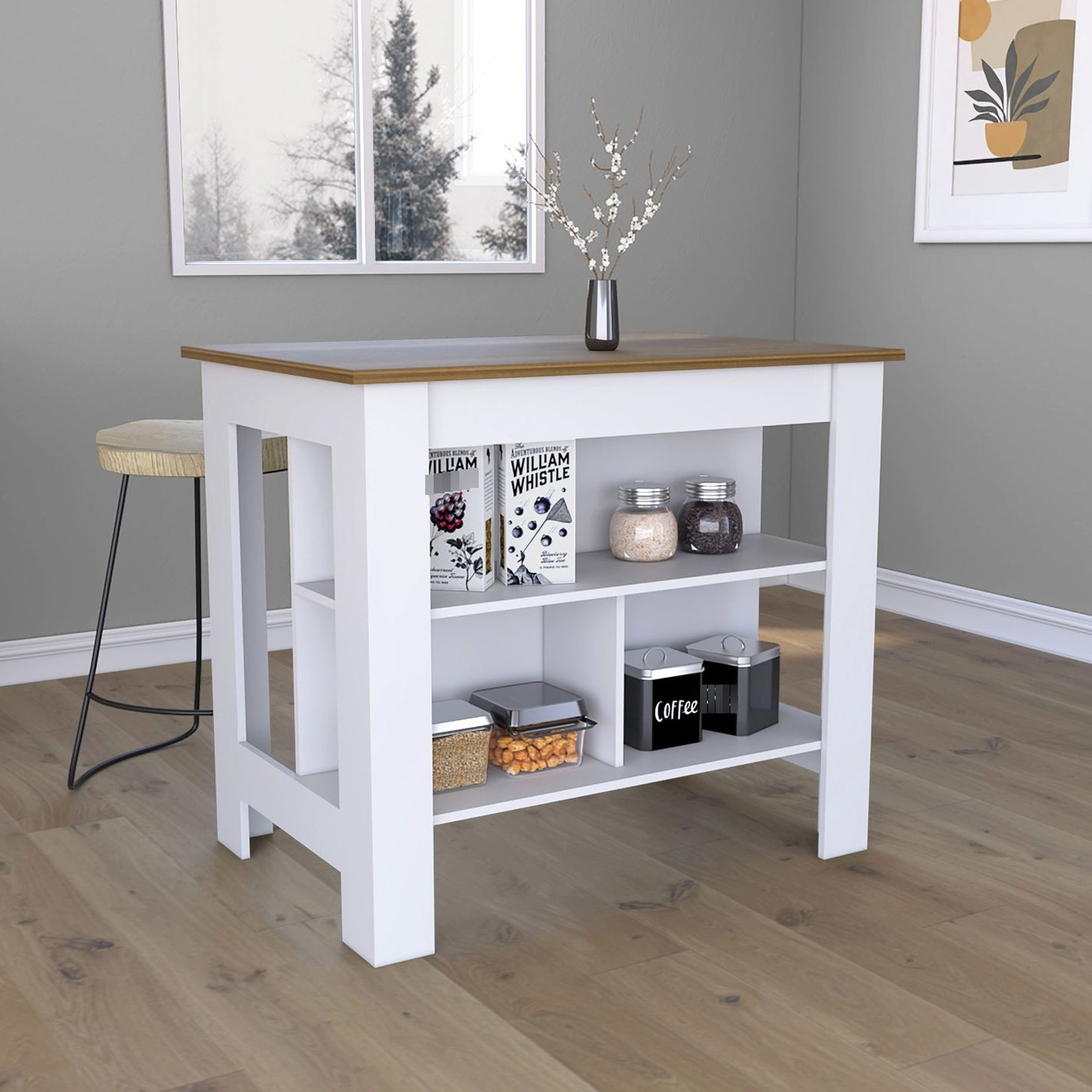 Wide Top for Utensil Placement / Kitchen Meal Work / Four - Leg Support ...