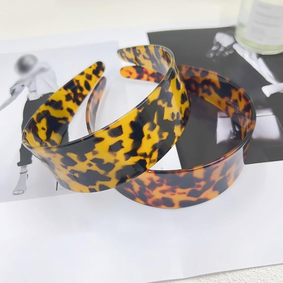 Wide Tortoise Shell Headband with Teeth Leopard Print Plastic Headband Animal Pattern Hair Band Non Slip Hairbands Fashion Hair Hoop Trendy Head Accessories for Women Red Brown(Q)