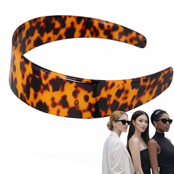 Wide Tortoise Shell Headband Women, Thick Tortoise Shell Headband 1.5 Inch Acetate Hair Band with Teeth, No Headache No Slip Tortoise Headbands for Women Daily Styling (Style B)