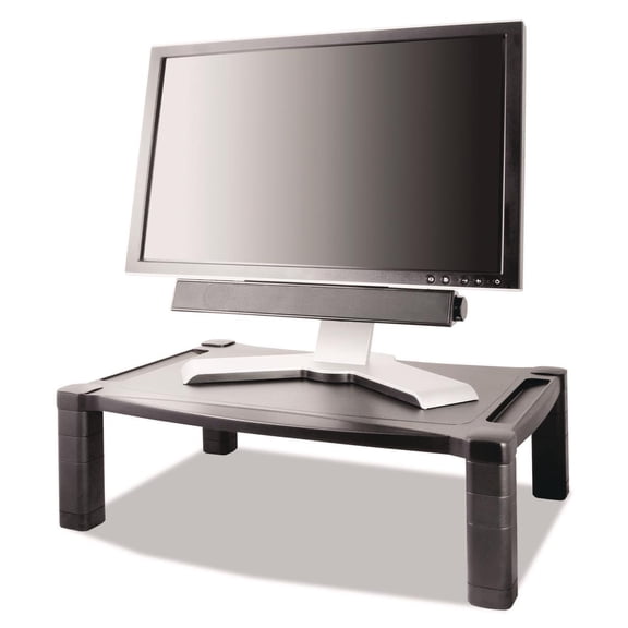 Wide Two-Level Stand, Height-Adjustable, 20 X 13 1/4, Black