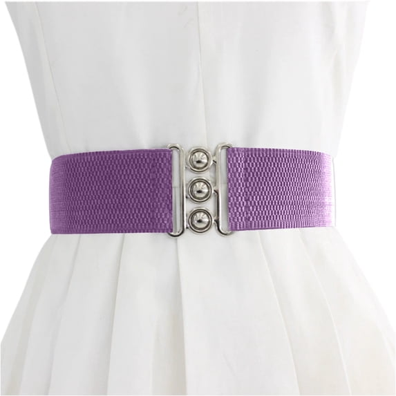 Wide Waist Elasticated Woman Belt Purple One Size