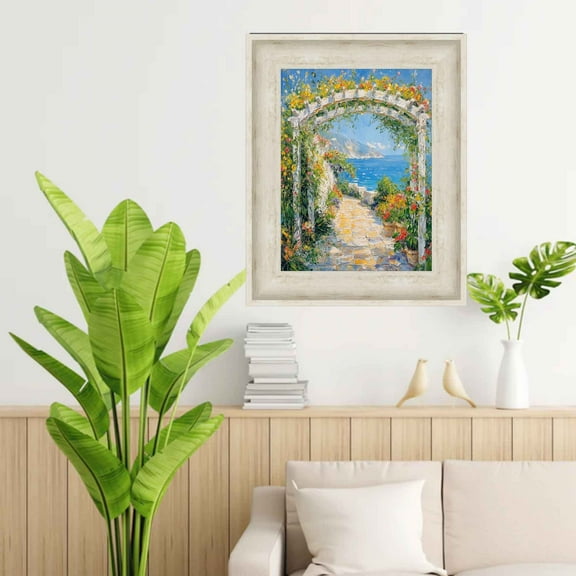 Wide White Wash Scoop Wooden Picture Frame 30x40 frame