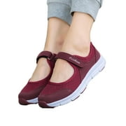 AIZONME Wide Width Mary Jane Shoes Women's Casual Walking Runing Sneakers Flat Shoes Outdoor Walking Women's Velcro Casual Single Shoes