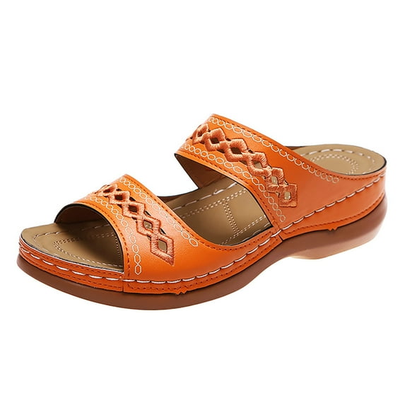 Wide Width Orthopedic Sandals Women Summer Non-Slip Breathable Vintage Slides
