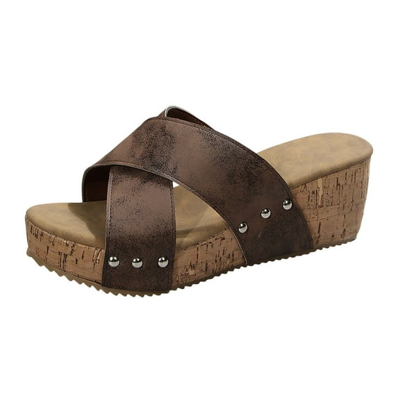 Fukaraa Wide Width Wedge Sandals Women Platform Open Toe Buckle Strap Dressy Summer