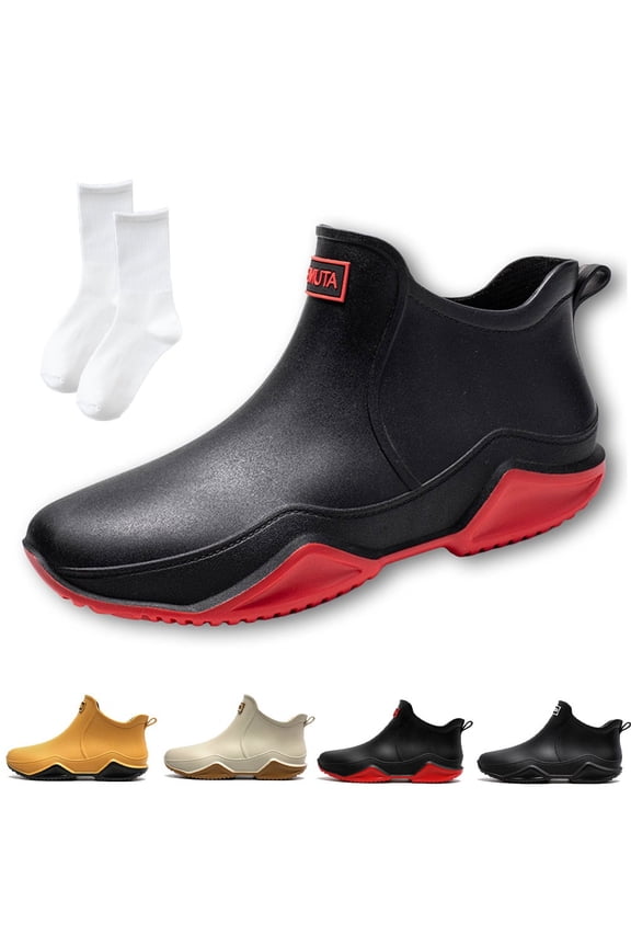 Wide Width Rain Boots, Womens Waterproof Non-slip Rain Boots for Outdoor, Trendy Short Yellow Rainies for Women Men, Anti-Slipping Fishing Garden Mud Rubber