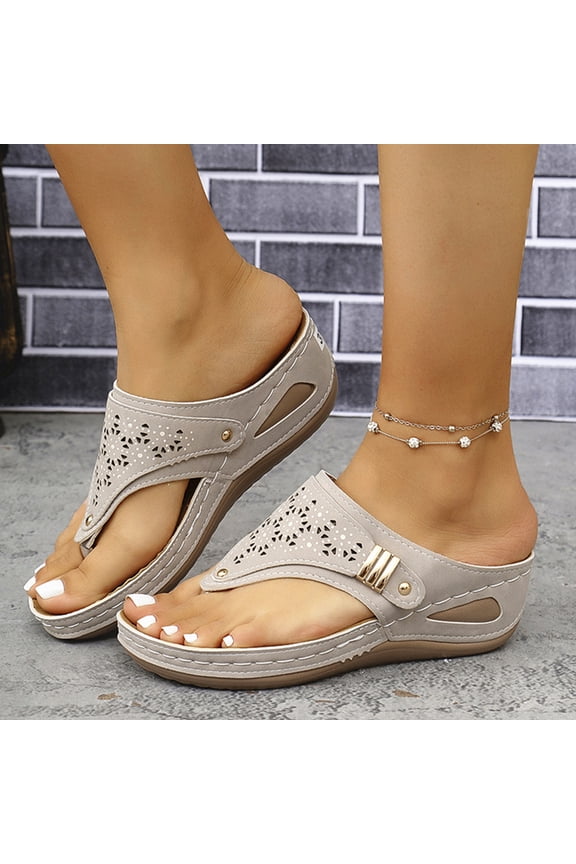 Wide Width Sandals for Women Arch Support Flip Flops for Women Sandals for Women With Arch Support Sandals Non- Flip Flops Dressy Summer Beach Shoes Comfortable Casual Shoes Light Gray 9