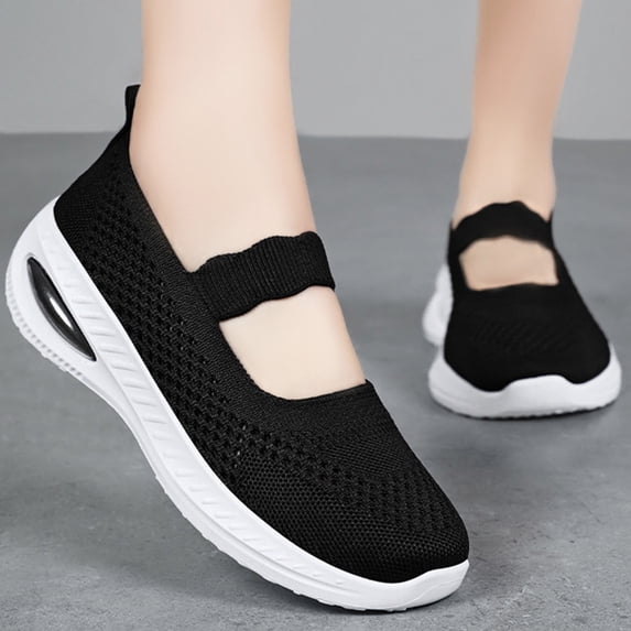 Wide Width Shoes for Women, Office Shoes, Womens Walking Shoes, Women's Woven Orthopedic Breathable Soft Shoes Arch Support, Diabetes Foam Shoes Walking Anti-Skid Sports Shoes, Black 8