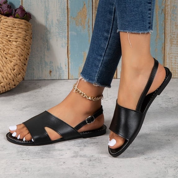 Wide Width Shoes for Women, Orthopedic Bunion Corrector Sandals,2026 Open Toe Solid Color Casual Summer Walking Sandals,Fashion Breathable Adjustable Hook Loop Straps Flat Beach Sandals, Black 5.5