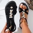 thumbnail image 1 of Wide Width Shoes for Women, Wide Width Sandals for Women, Womens Sandals Dressy Summer: Comfortable Bohemian Flats Elastic Ankle Strap Walking Vacation Shoes 2026 Women Footwear, Black 6, 1 of 7