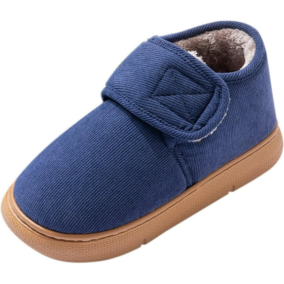 Wide Width Womens Mens Slippers Non Slip Plush House Shoes with Adjustable Hook and Loop Indoor Outdoor Winter Slippers