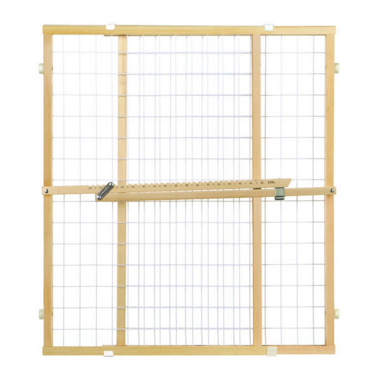 Extra-Wide White Wood and Metal Mesh Baby Gate