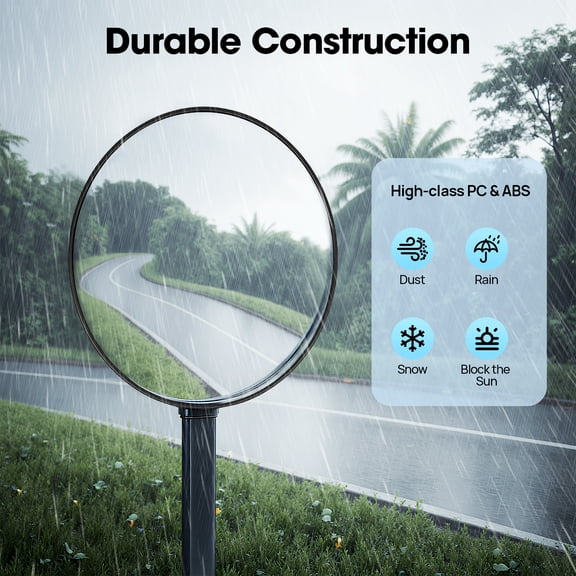 Wide-angle Convex Mirror Driveway Mirror with Fixing Bracket Curved Mirror for Parking Lots, Garages, Homes, Driveways, Corners, Stores