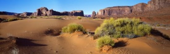 Wide angle view of Monument Valley Tribal Park Utah USA Canvas Art - Panoramic Images (36 x 12)