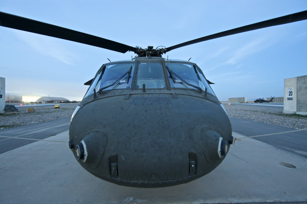 Wide angle view of a UH-60 Black Hawk helicopter Canvas Art - Terry MooreStocktrek Images (18 x 12)