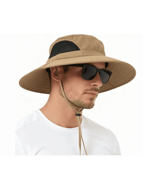 Wide brimmed sun hat, UPF 50+UV resistant waterproof men's and women's foldable bucket hat, fishing, hiking, beach garden