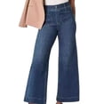 thumbnail image 1 of Wide-leg Denim Trousers Women's High-waisted Denim Jeans Wide-leg Trousers with Button Zipper Closure Ankle Length Retro Pants with Multi for Commute, 1 of 8