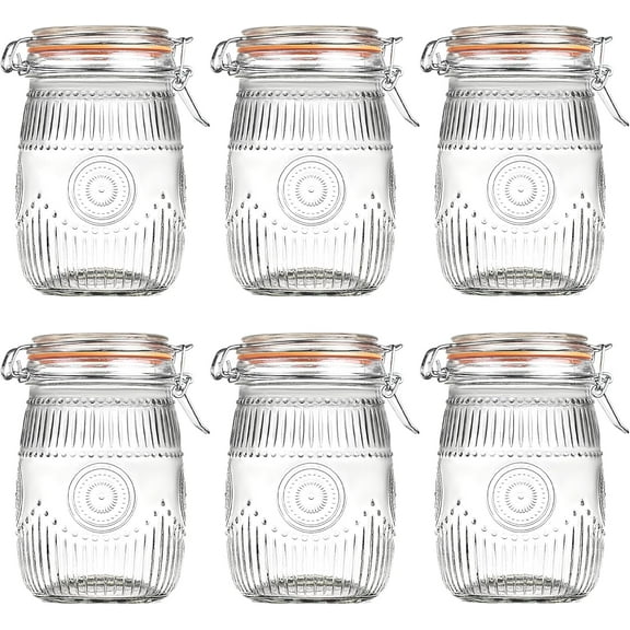 Wide Mouth Vintage Mason Jars with Airtight Lids, Quart Jars for Kitchen Storage - Perfect for Coffee, Sugar, Beans