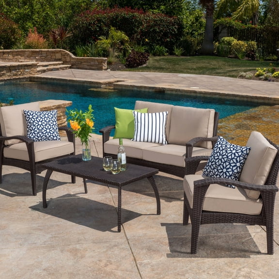 Wide - sized wicker set | Spacious outdoor seating | Comfortable for large groups