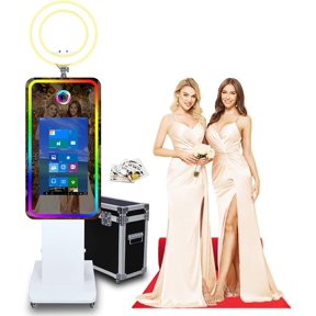Mirror Photo Booth Machine with 21.5''Touch Screen with Ring Light and RGB Light,Built-in Mini PC,Magic Mirror Photo Booth for Christmas and Events