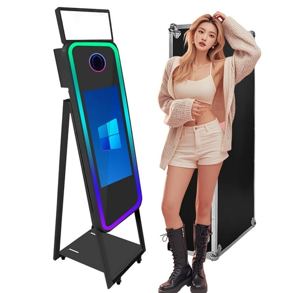 WideMeet 40inch Mirror Photobooth Machine with 21.5inch Touch Screen Selfie for Party Birthday