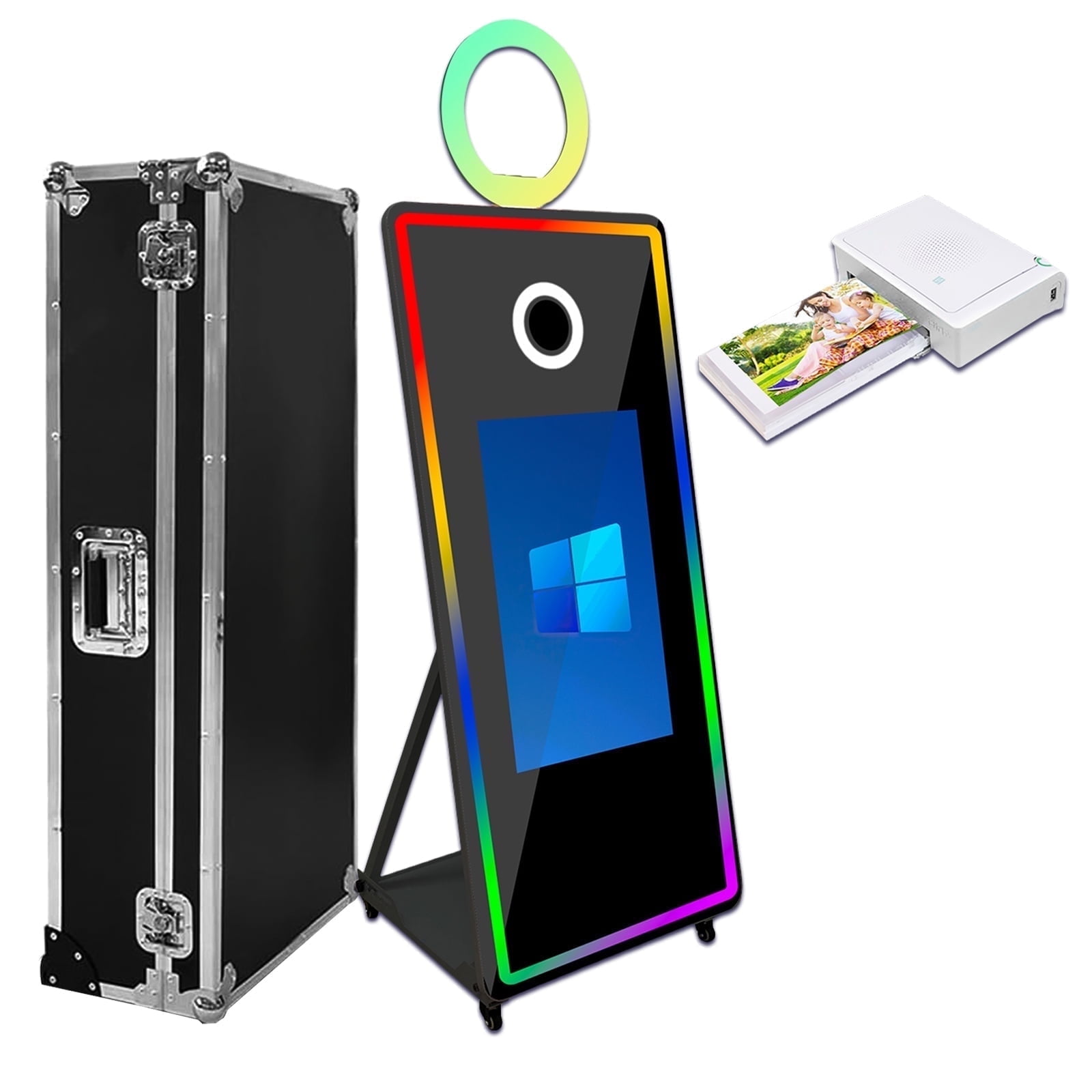 WideMeet 65'Mirror Photobooth with 32'Touch Screen Mirror Booth Machine for Wedding Parties Events