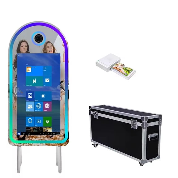 WideMeet Magic Mirror Selfie Photobooth 32inch Touch Screen with LED Frame for Party Wedding Events