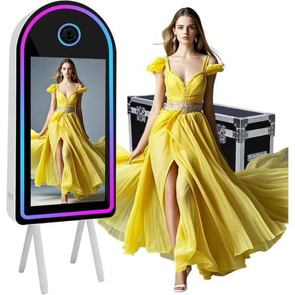 WideMeet Magic Mirror Selfie Photobooth 32inch Touch Screen with LED Frame for Party Wedding Events