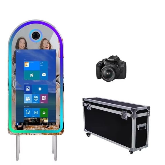 WideMeet Magic Mirror Selfie Photobooth 32inch Touch Screen with LED Frame for Party Wedding Events